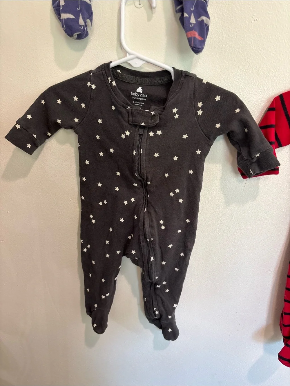 Carter's Navy, Red, Black, Gray Baby One-Piece Footed Sleepers - 3 month